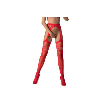 PASSION - S026 ROTE STRÜMPFE MIT GARTER, EINE GRÖSSE - PASSION WOMAN…