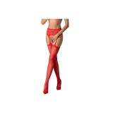 PASSION - S028 BAS ROUGES AVEC JARRETIÈRE TAILLE UNIQUE - PASSION WOM…
