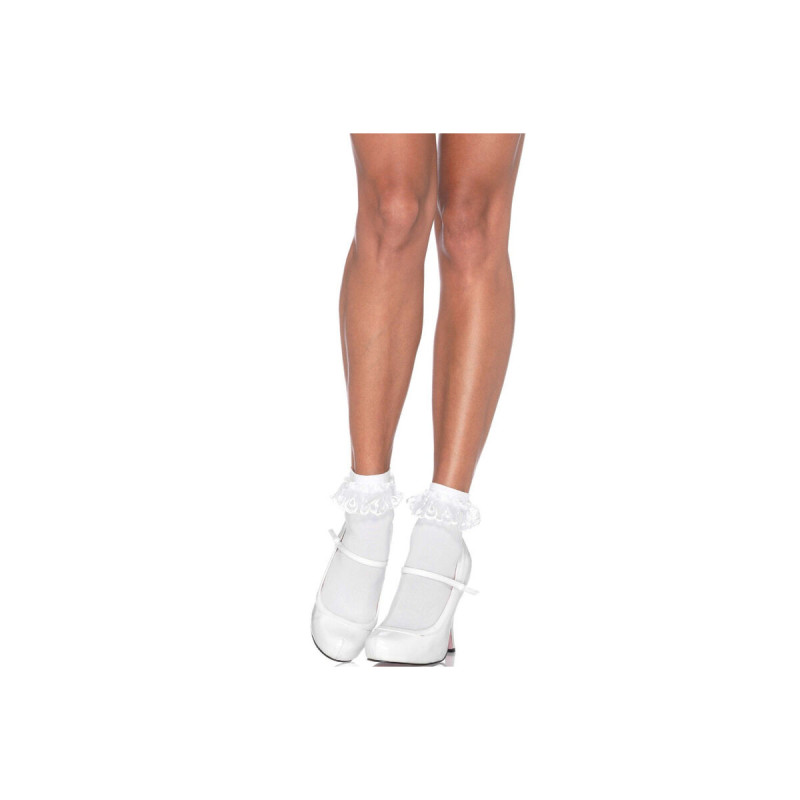 LEG AVENUE - CALZINI IN PIZZO BIANCO CON VOLANT - LEG AVENUE HOSIERY