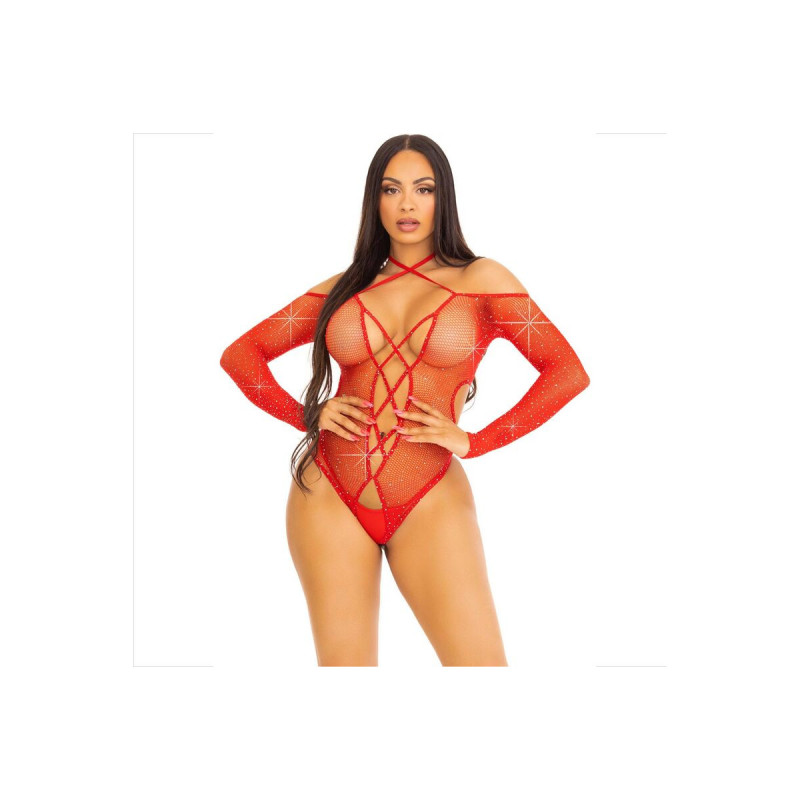 Leg Avenue - Body Crotchless Con Brillo Rojo | Vybes.it