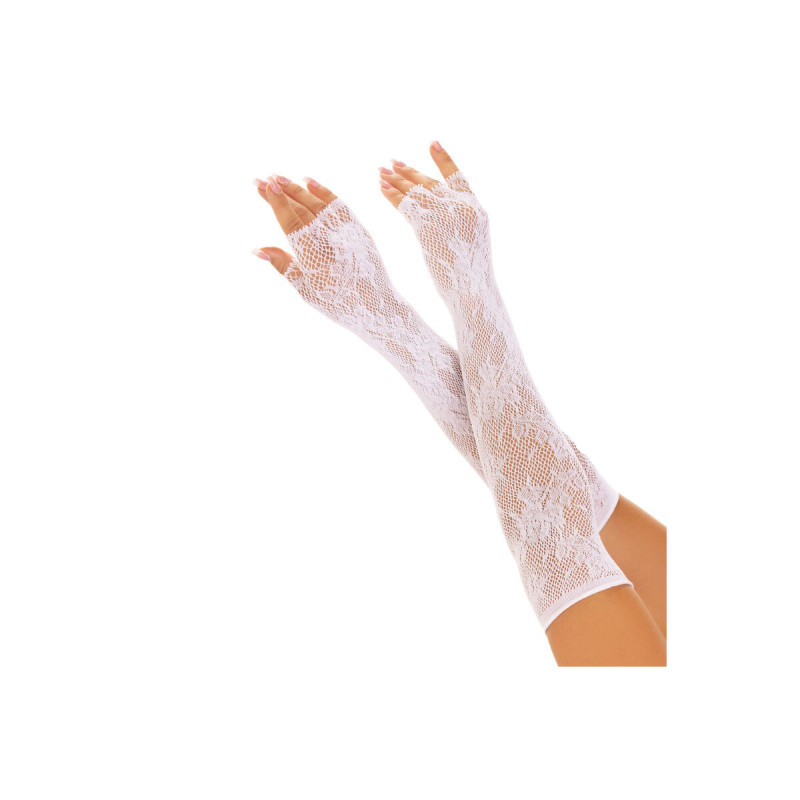 LEG AVENUE - FLORAL NETWORK FINGERLOSE HANDSCHUHE WEISS - LEG AVENUE…