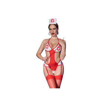 Chilirose - Cr 4631 Body Enfermera Crotchless Rojo S/M | Vybes.it