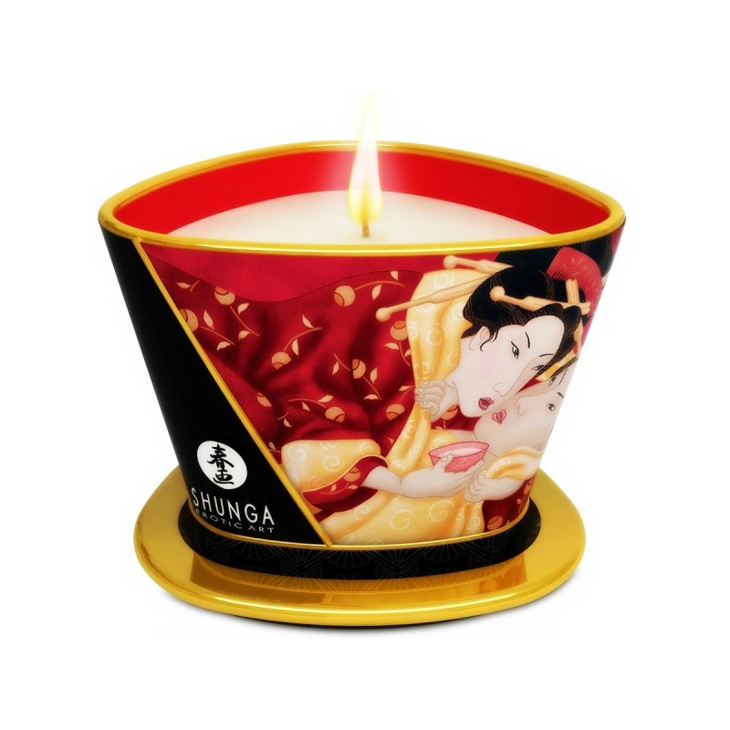 Shunga - Mini Caress By Candelight Vela Masaje Fresas Y Cava 170 Ml