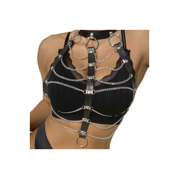 Subblime - Harnais Poitrine Chaîne S En Cuir Noir Taille Unique |