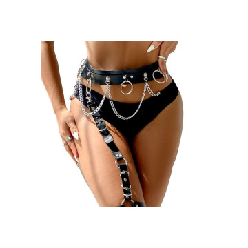 Subblime - Gürtel Und Strumpfband Mit Ringen Und Kette Detail Eine