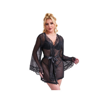 Subblime - Bata Tela Transparente Detalle Encaje Negro L/Xl |