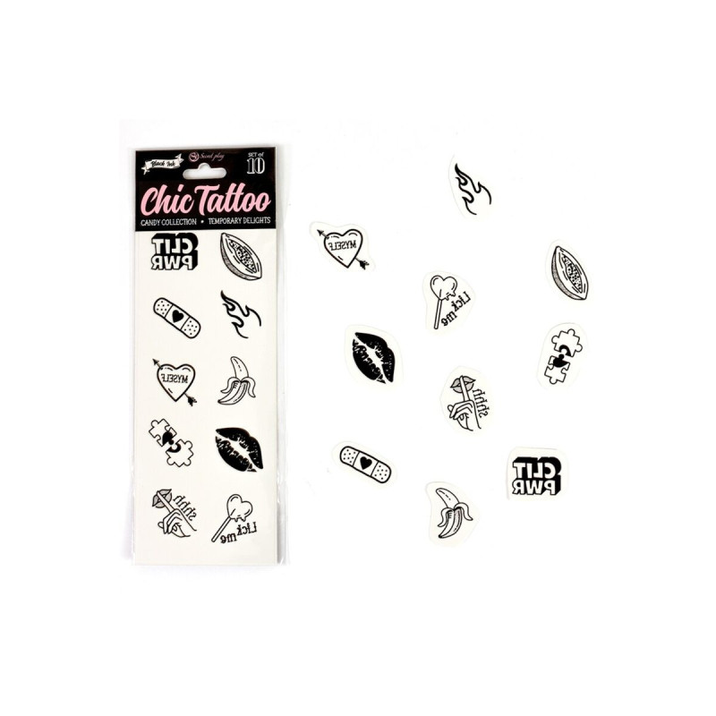 SECRET PLAY - SET OF 10 CANDY COLLECTION TEMPORARY TATTOOS - SECRETPL…