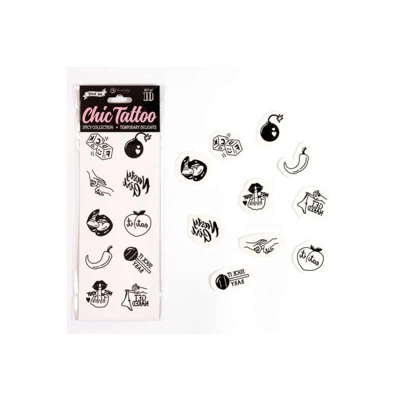 SECRET PLAY - SET OF 10 SPICY COLLECTION TEMPORARY TATTOOS - SECRETPL…