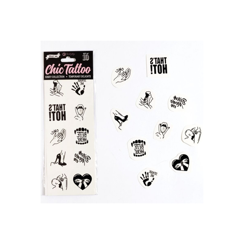 SECRET PLAY - SET OF 10 TEMPORARY TATTOOS KINKY COLLECTION - SECRETPL…