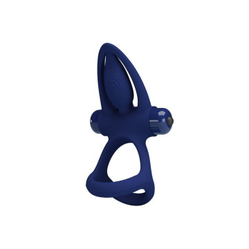 Pretty Love - Mat Doble Anillo Con Vibración & Estimulador Azul |