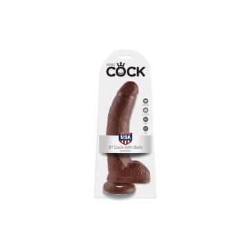 King Cock - 9 Dildo Marrone Con Sfere 22.9 Cm | Vybes.it