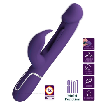 PRETTY LOVE - KAMPAS VIBRADOR RABBIT 3 EN 1 MULTIFUNCIÓN CON LENGUA VIOLETA