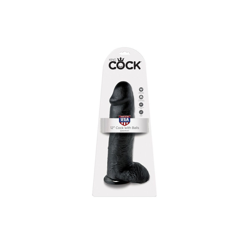 King Cock - Dildo Nero Con Sfere 30.48 Cm | Vybes.it