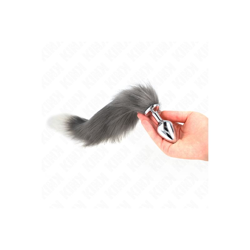 KINK - ANAL PLUG SIZE M 8 X 3.5 CM WITH SYNTHETIC TAIL 40 CM GREY AND…