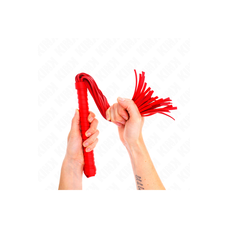 KINK - FOUET AVEC MANCHE TEXTURÉ ROUGE 48,5 CM - KINK IMPACT & TOUCH…