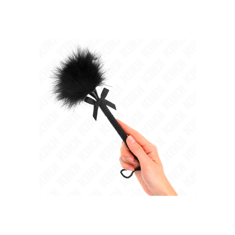 KINK - NYLONSEILSTAB MIT KITZELFEDERN UND SCHWARZER SCHLEIFE 25 CM -…