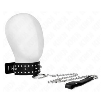 KINK - COLLIER AVEC LAISSE 65 CM AVEC CLOUS ARGENTÉS MODÈLE 1 AJUSTABLE 36-43 CM X 5 CM