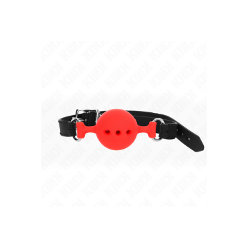 KINK - FULL SILICONE GAG 55 x 2 CM WITH 4.5 CM BALL SIZE M RED ADJUST…