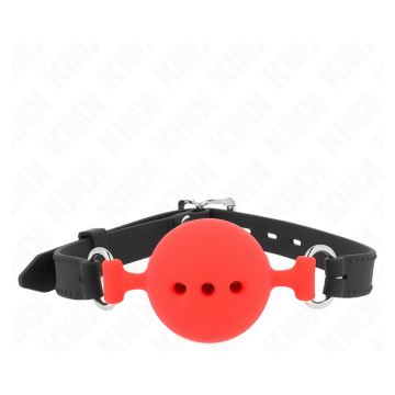 KINK - MORDAZA 55 x 2 CM DE BOLA 5 CM DE SILICONA COMPLETA TALLA L ROJO AJUSTABLE 35-51 CM