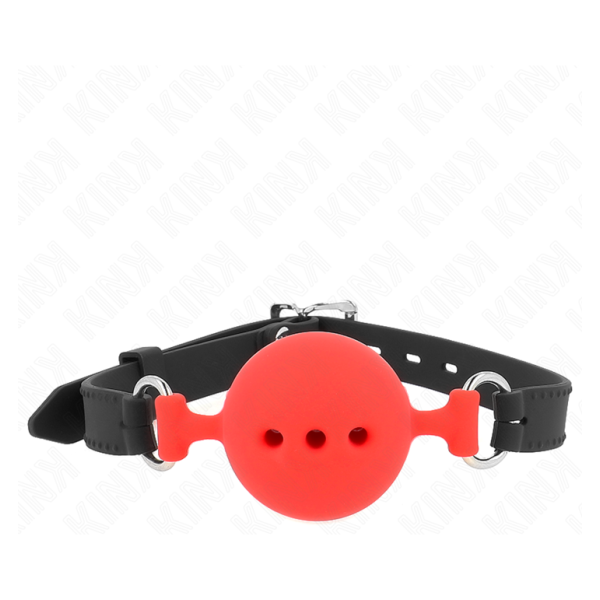 KINK - MORDAZA 55 x 2 CM DE BOLA 5 CM DE SILICONA COMPLETA TALLA L ROJO AJUSTABLE 35-51 CM