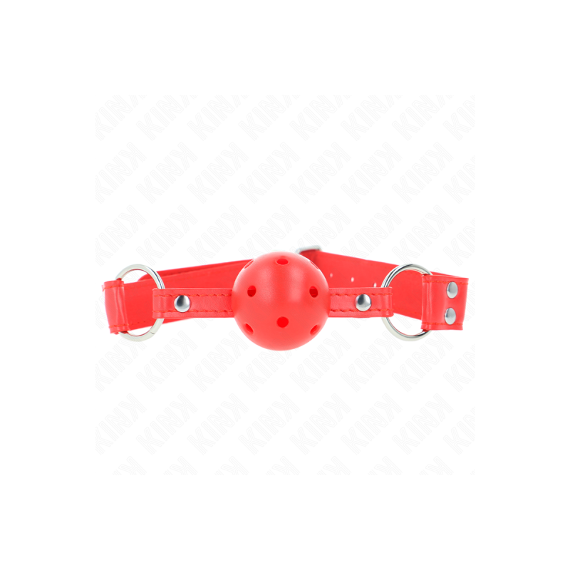 KINK - BÂILLON À BOULE DUR CREUX ROUGE COMPLET 62 x 2 CM - KINK COLLA…