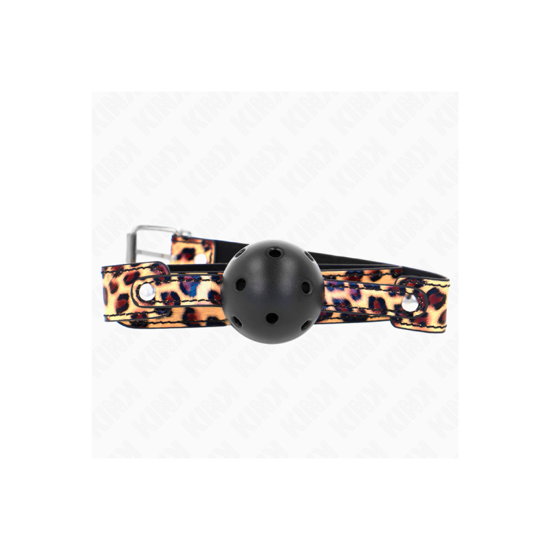 KINK - LEOPARD BREATHABLE BALL 4.5 CM GAG 65 x 2.5 CM - KINK COLLAR &…