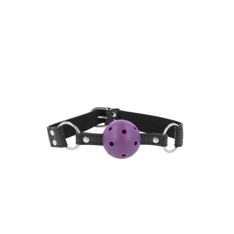 KINK - BREATHABLE BALL 4 CM GAG WITH DOUBLE RIVET PURPLE 62.5 x 2.5 C…