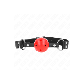 KINK - ATMUNGSAKTIVER BALL 4 CM KNEBEL MIT DOPPELNIET LEDER 62,5 x 2,…