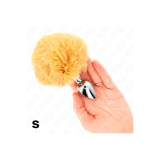 KINK - STAINLESS STEEL PLUG 7 x 3 CM WITH BEIGE FAUX FUR RABBIT TAIL…