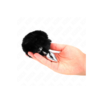 KINK - STAINLESS STEEL PLUG 7 x 3 CM WITH BLACK FAUX FUR RABBIT TAIL…