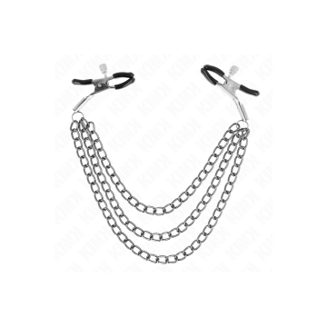 KINK - PINZE PER CAPEzzoli CON 3 CATENE NERE 20/23/28 CM - KINK NIPPL…