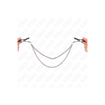 KINK - NIPPLE CLAMPS WITH 2 THICK CHAINS SILVER 20/23 CM - KINK NIPPL…