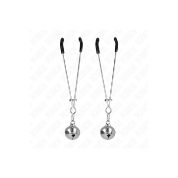 KINK - THIN BELL NIPPLE CLAMPS SILVER 7 CM - KINK NIPPLE GRIP - Sadom…