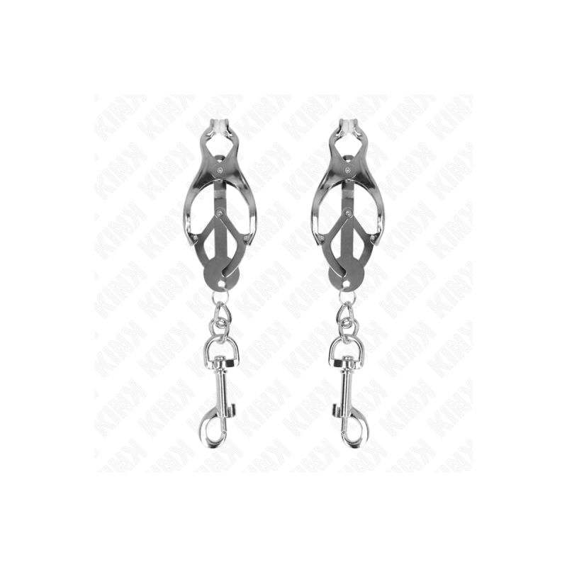 KINK - JAPANESE CLOVER NIPPLE CLAMPS WITH HOOKS SILVER - KINK NIPPLE…