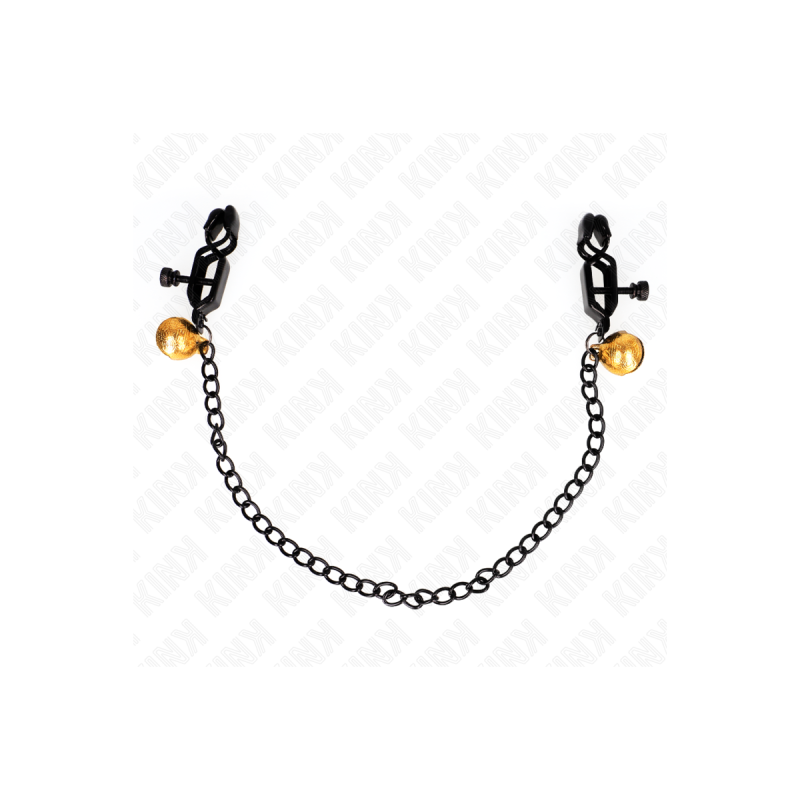 KINK - FLACHE KETTE NIPPELKLEMMEN UND GLOCKE SILBER 30 CM - KINK NIPP…