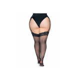 LEG AVENUE - OUTLET - BAS EN NYLON NOIR AVEC DENTELLE TOP PLUS - LEG…