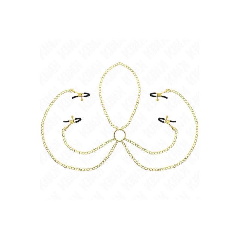 KINK - 4 NIPPLE AND CLIT CLAMPS ADJUSTABLE GOLD - KINK NIPPLE GRIP -…