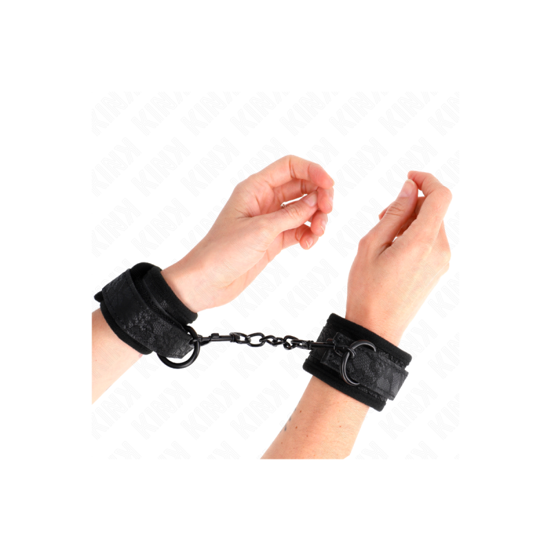 KINK - DARK LACE COVERED WRIST CUFFS NEOPRENE ADJUSTABLE BLACK 20-29…