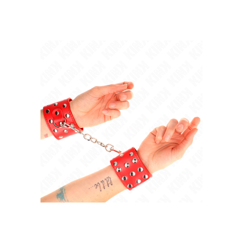 KINK - HANDGELENKFESSELN MIT DRUCKVERSCHLUSS VOLLER NIETEN ROT VERSTE…