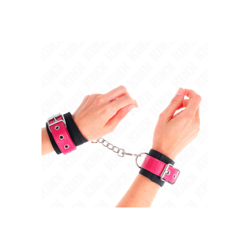 KINK - APPUI-POIGNETS EN NYLON NOIR AVEC CEINTURE EN CUIRETTE ROSE FR…