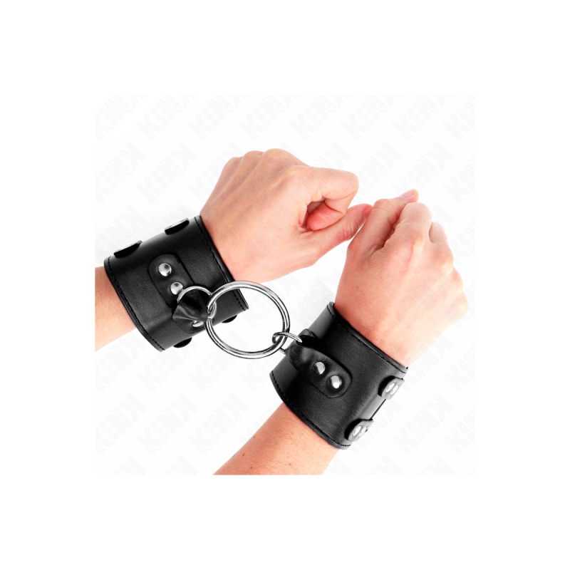 KINK - FIXED WRIST RESTRAINTS WITH RING AND STUDS ADJUSTABLE BLACK 17…