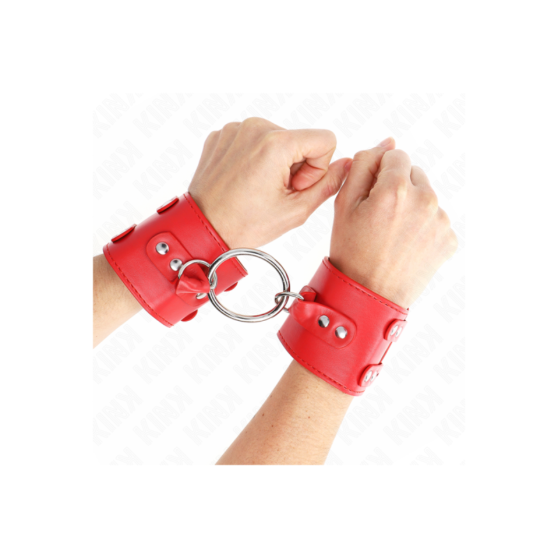 KINK - POLSO FISSO CON ANELLO E BORCHIE REGOLABILE ROSSO 17-22 CM X 6…