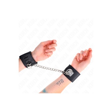 KINK - FIXED WRIST RESTRAINTS WITH CHAIN 30 CM AND PADLOCK CLOSURE BL…