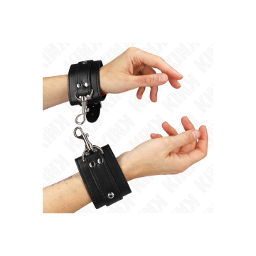 KINK - LOCKABLE DUNGEON WRIST RESTRAINTS BLACK ADJUSTABLE 21-28 CM X…