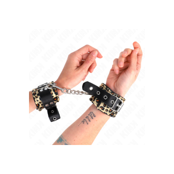 KINK - LEOPARD REAL LEATHER WRIST RESTRAINT ADJUSTABLE 18-29 CM X 5.5…