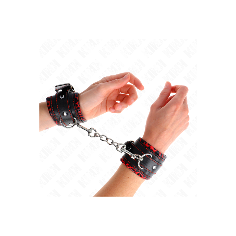 KINK - POGGIPOLSI IMBOTTITI IN PELLICCIA ROSSO/NERO REGOLABILE 17-29…