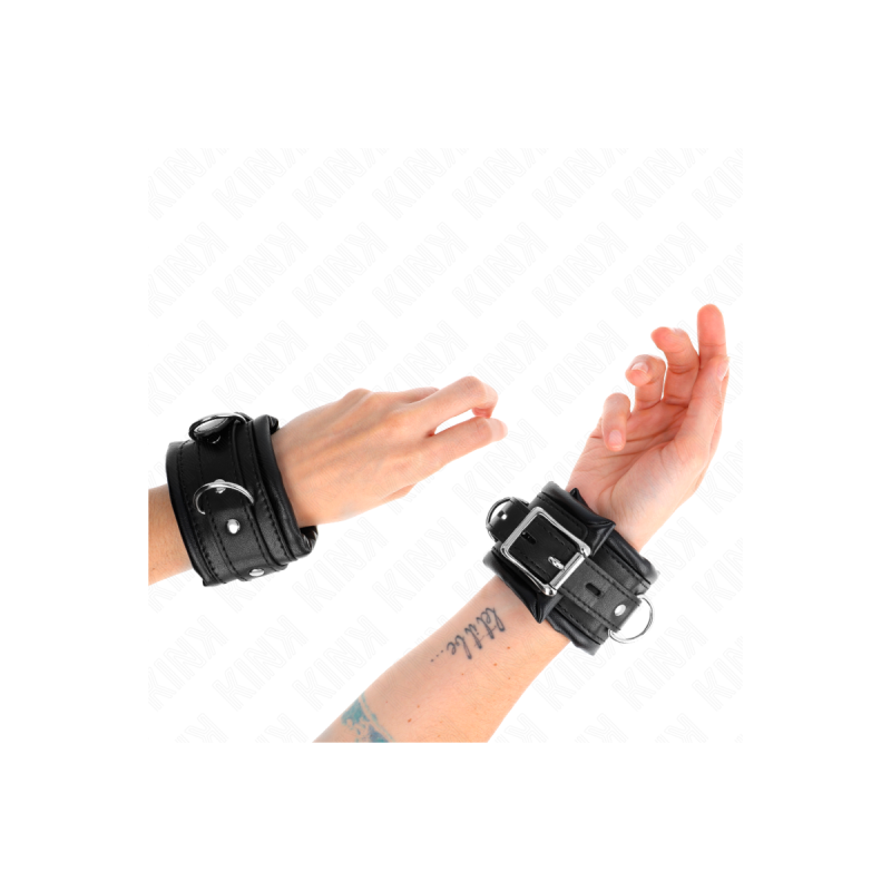 KINK - APPUI-POIGNETS LOURDS DOUBLÉS DE FOURRURE NOIRE RÉGLABLES 20-3…