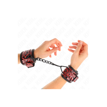 KINK - HANDGELENKFESSELN MIT RAUTENMUSTER, DUNKELROT, VERSTELLBAR 17-…