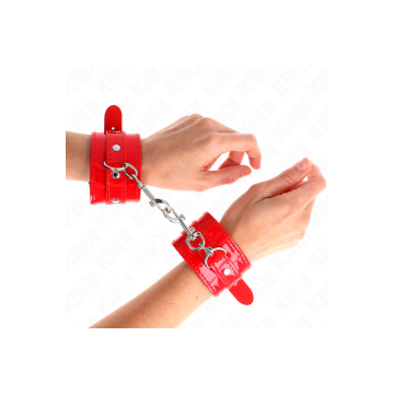 KINK - SHINY HAND CUFFS RED ADJUSTABLE 23-33 CM - KINK WRIST RESTRAIN…