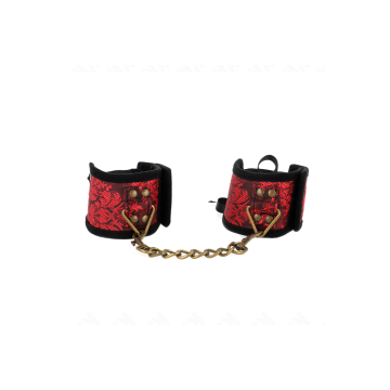 KINK - SCANDAL HANDGELENKSFESSELN ROT-SCHWARZE SPITZENDETAILS 24,5 CM…